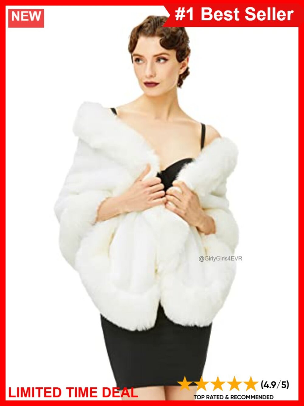 Faux Fur Shawl Wrap Cape Collar Scarf for Winter Coat